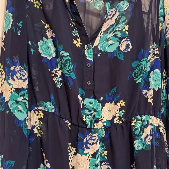 Old Navy Navy Blue Floral Long Sleeve Dress - Picture 4 of 4